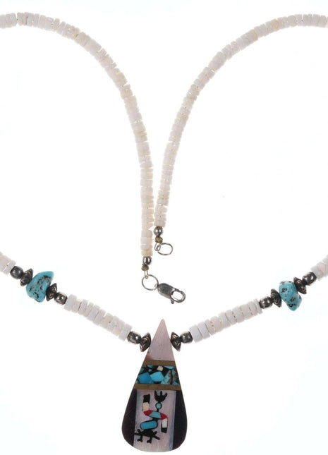 Native American Santo Domingo Pueblo Shell and turquoise necklace - Estate Fresh Austin