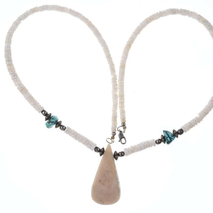 Native American Santo Domingo Pueblo Shell and turquoise necklace - Estate Fresh Austin