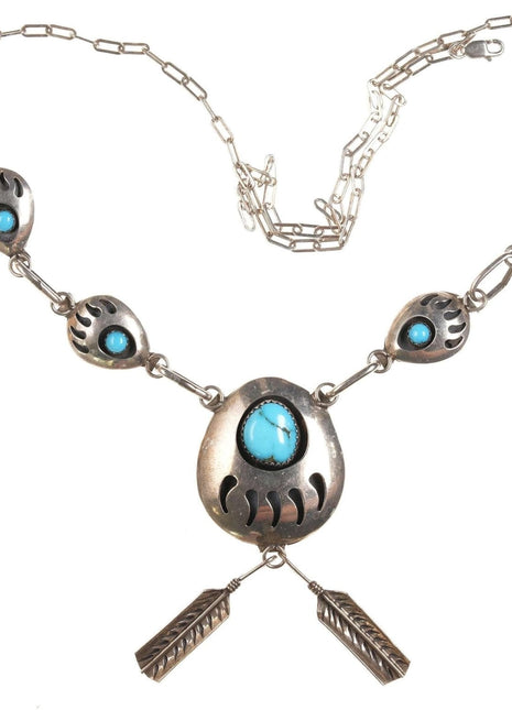 Native American Shadowbox sterling/turquoise necklace - Estate Fresh Austin