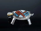 Native American Spiderweb Turquoise, Coral, and Mother of pearl sterling pendant - Estate Fresh Austin