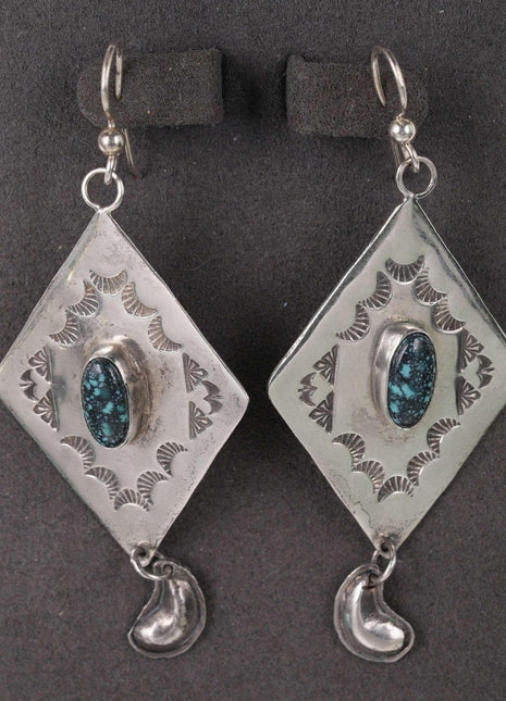 Native American Stamped sterling and turquoise earrings - Estate Fresh Austin