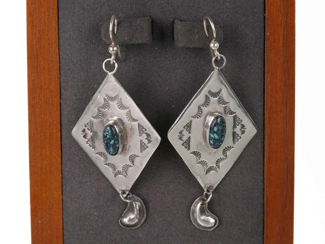 Native American Stamped sterling and turquoise earrings - Estate Fresh Austin