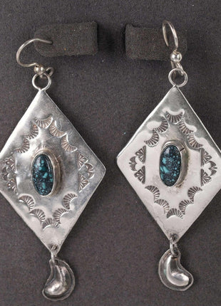 Native American Stamped sterling and turquoise earrings - Estate Fresh Austin