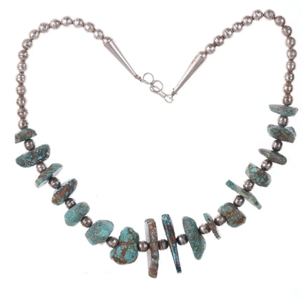 Native American Sterling and raw turquoise necklace - Estate Fresh Austin
