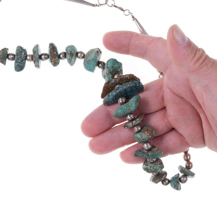 Native American Sterling and raw turquoise necklace - Estate Fresh Austin
