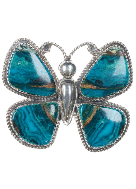 Native American sterling chrysocolla Butterfly pendant Running Bear shop - Estate Fresh Austin