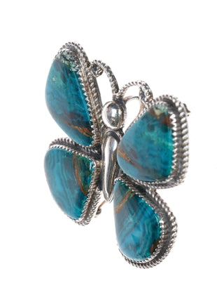 Native American sterling chrysocolla Butterfly pendant Running Bear shop - Estate Fresh Austin