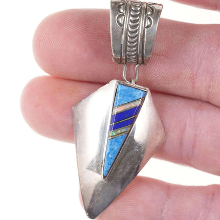 Native American Sterling Multi-Stone Channel inlay pendant e - Estate Fresh Austin