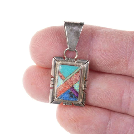 Native American Sterling Multi-Stone Channel inlay pendant l - Estate Fresh Austin