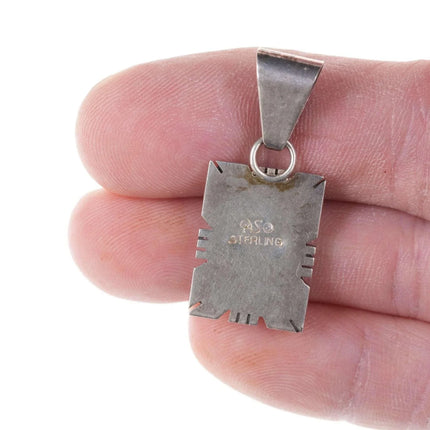 Native American Sterling Multi-Stone Channel inlay pendant l - Estate Fresh Austin