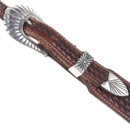 Native American Sterling silver 3/4" Ranger belt buckle set - Estate Fresh Austin