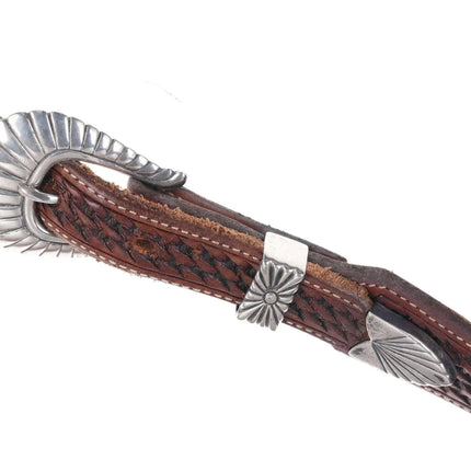 Native American Sterling silver 3/4" Ranger belt buckle set - Estate Fresh Austin