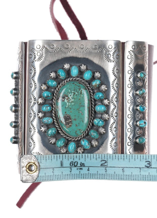 Native American sterling turquoise cluster Ketoh Bowguard bracelet - Estate Fresh Austin