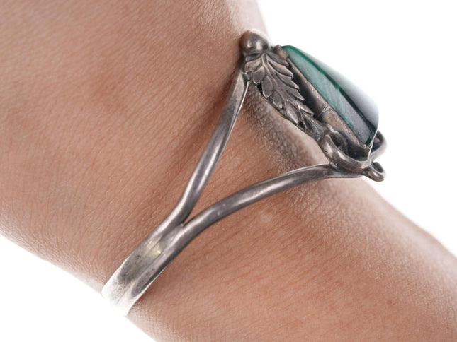 Native American Sterling/Malachite cuff bracelet - Estate Fresh Austin
