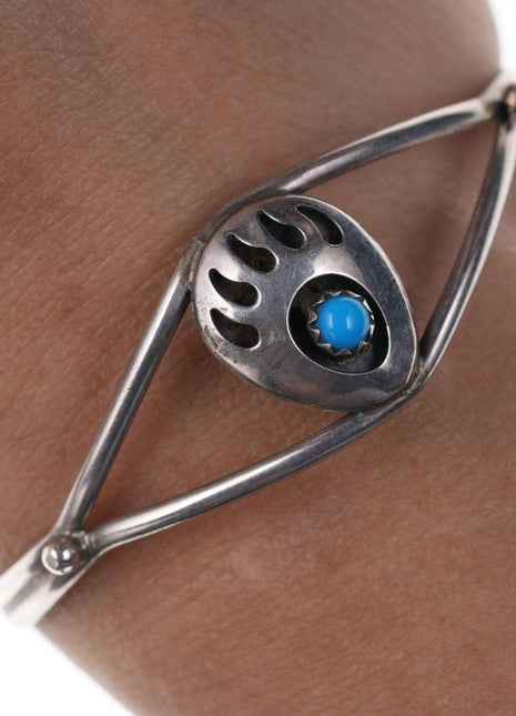 Native American Sterling/turquoise Bear claw shadowbox cuff Bracelet - Estate Fresh Austin