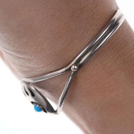 Native American Sterling/turquoise Bear claw shadowbox cuff Bracelet - Estate Fresh Austin