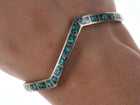Native American Sterling/turquoise Chip channel inlay cuff bracelet y - Estate Fresh Austin