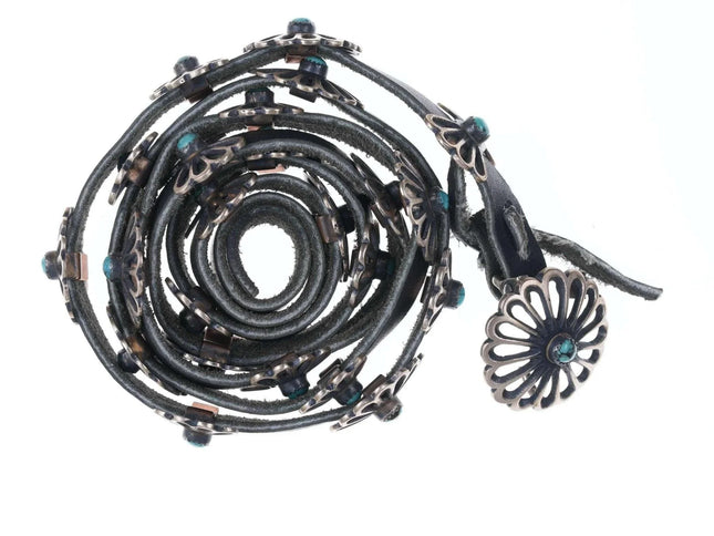 Native American Tufa Cast sterling and turquoise concho belt - Estate Fresh Austin