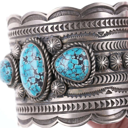 7" Navajo #8 Turquoise Silver Bracelet by Ronnie Willie - Estate Fresh Austin