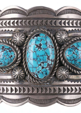 Navajo #8 Turquoise Silver Bracelet by Ronnie Willie - Estate Fresh Austin