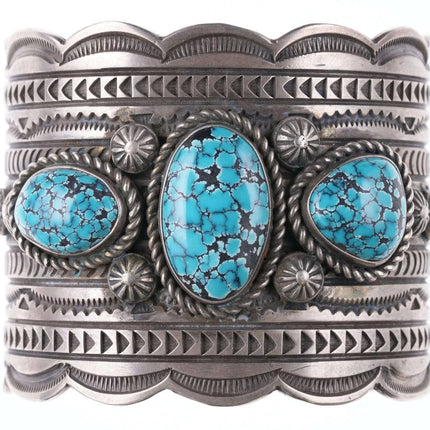 7" Navajo #8 Turquoise Silver Bracelet by Ronnie Willie - Estate Fresh Austin