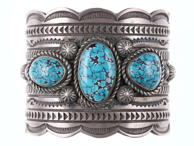 7" Navajo #8 Turquoise Silver Bracelet by Ronnie Willie - Estate Fresh Austin