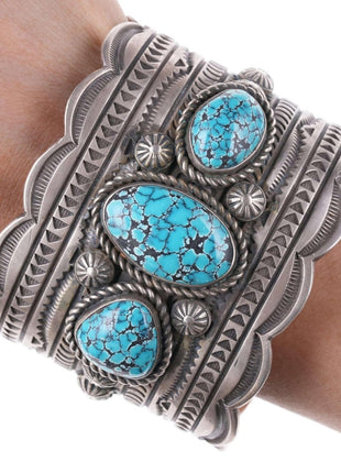 Navajo #8 Turquoise Silver Bracelet by Ronnie Willie - Estate Fresh Austin