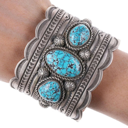 7" Navajo #8 Turquoise Silver Bracelet by Ronnie Willie - Estate Fresh Austin