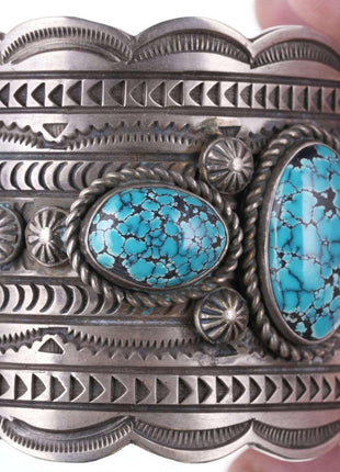 Navajo #8 Turquoise Silver Bracelet by Ronnie Willie - Estate Fresh Austin