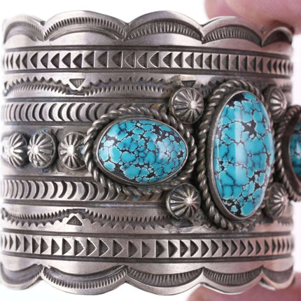 7" Navajo #8 Turquoise Silver Bracelet by Ronnie Willie - Estate Fresh Austin