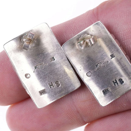 Navajo Herman Smith 14k gold on Sterling Earrings - Estate Fresh Austin