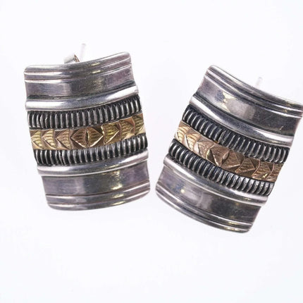 Navajo Herman Smith 14k gold on Sterling Earrings - Estate Fresh Austin