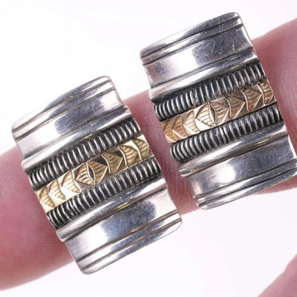 Navajo Herman Smith 14k gold on Sterling Earrings - Estate Fresh Austin