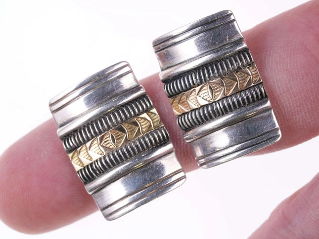 Navajo Herman Smith 14k gold on Sterling Earrings - Estate Fresh Austin