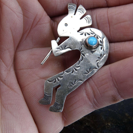 Navajo J.B. Platero Sterling Silver Turquoise Kokopelli Pin/Brooch pin - Estate Fresh Austin