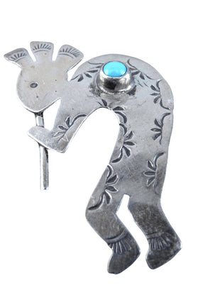 Navajo J.B. Platero Sterling Silver Turquoise Kokopelli Pin/Brooch pin - Estate Fresh Austin