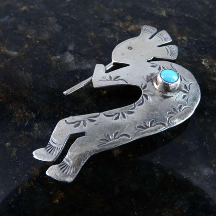 Navajo J.B. Platero Sterling Silver Turquoise Kokopelli Pin/Brooch pin - Estate Fresh Austin