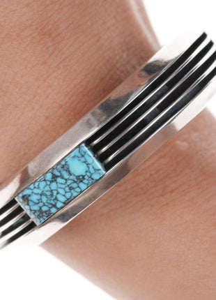 Navajo Larry Begay Modernist Sterling High Grade Spiderweb turquoise cuff bracel - Estate Fresh Austin