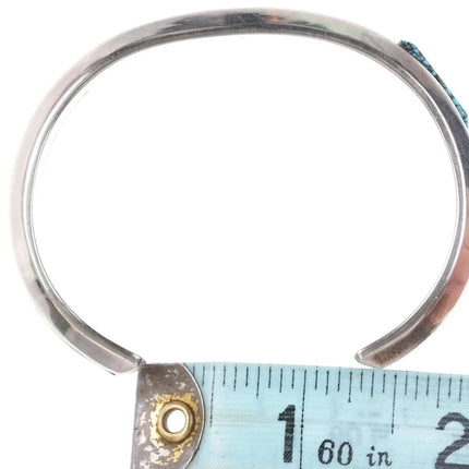 6.5" Navajo Larry Begay Modernist Sterling silver Spiderweb turquoise cuff bracelet - Estate Fresh Austin