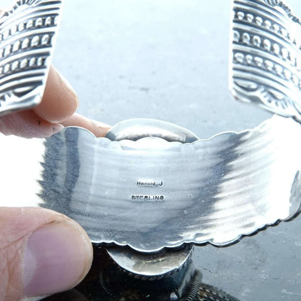 Navajo Sterling and Blue Gem Turquoise cuff bracelet by Harold Joe - Estate Fresh Austin