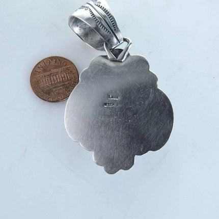 Navajo Sterling and Carico Lake Turquoise pendant by Lorenzo Juan - Estate Fresh Austin