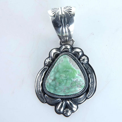 Navajo Sterling and Carico Lake Turquoise pendant by Lorenzo Juan - Estate Fresh Austin
