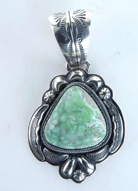 Navajo Sterling and Carico Lake Turquoise pendant by Lorenzo Juan - Estate Fresh Austin