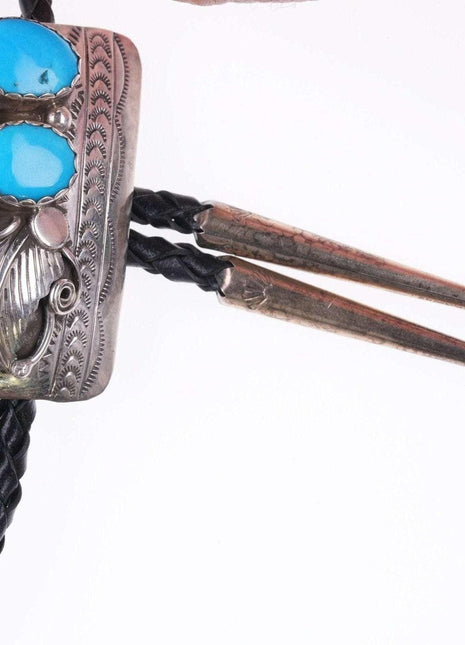 Navajo sterling and turquoise bolo tie - Estate Fresh Austin