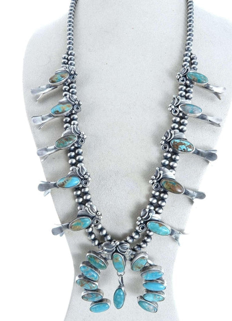 Navajo Sterling and TurquoiseSquash Blossom Necklace - Estate Fresh Austin