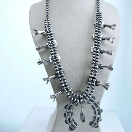 Navajo Sterling and TurquoiseSquash Blossom Necklace - Estate Fresh Austin