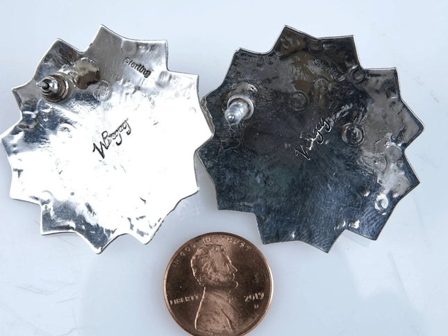 Navajo sterling Begay Large concho with turquoise earrings - Estate Fresh Austin