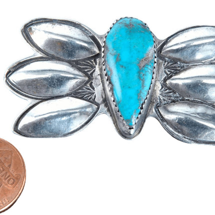 Navajo Sterling Kingman Tuquoise Brooch by F Burnside pin - Estate Fresh Austin