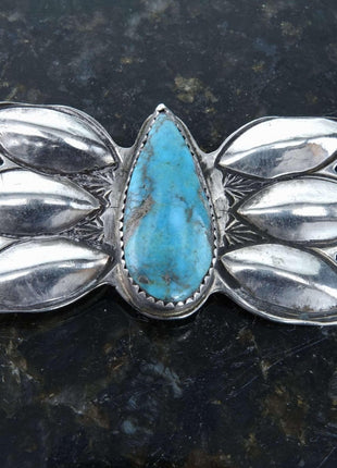 Navajo Sterling Kingman Tuquoise Brooch by F Burnside pin - Estate Fresh Austin