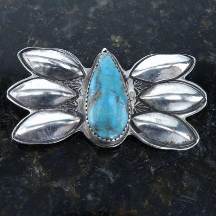 Navajo Sterling Kingman Tuquoise Brooch by F Burnside pin - Estate Fresh Austin